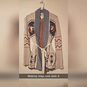 Billabong cardigan beige coral black S